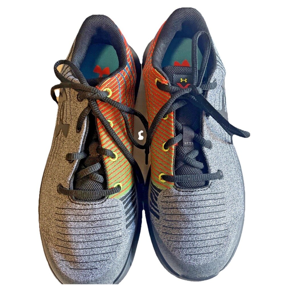 Under Armour Sneakers Shoes Boys 5.5 X Level Series Gray Black Orange Youth NEW